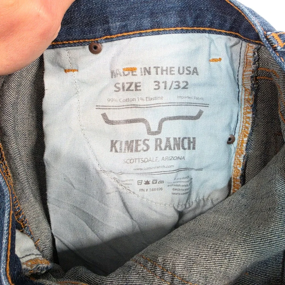 Kimes Ranch Roger Jeans Men's 31x32 Blue Slim Straight Western Denim USA